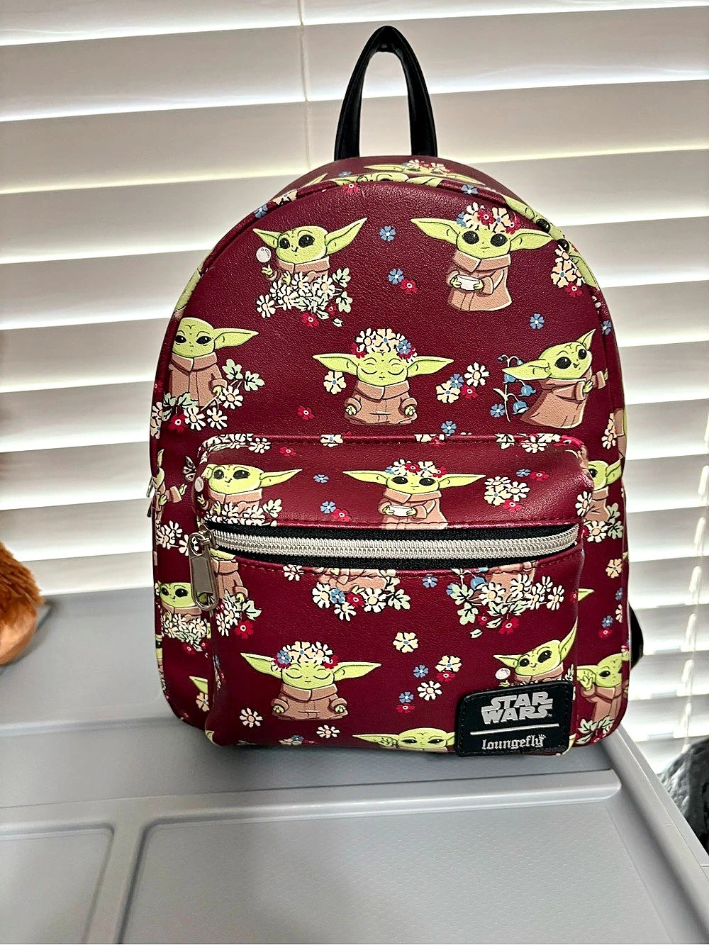 Loungefly Star Wars Grogu & Flowers Mini Backpack Red & Black